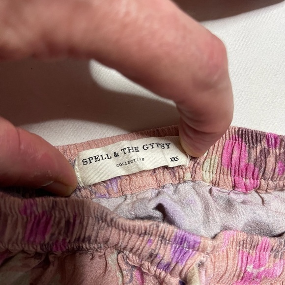 SPELL GYPSY Floral Pink and Purple Drawstring Shorts - Picture 2 of 4